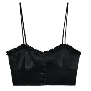 Zara Satin Effect Black Bustier Top